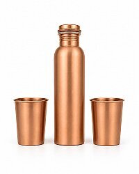 Kupfer-Trinkflasche mit Becher – Set aus Reiner Kupferflasche und Kupferbecher - 1