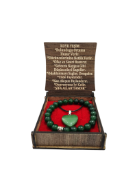 Kutulu Koyu Yeşim Taşı Kolye ve Bileklik Seti - 2