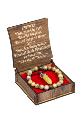 Kutulu Zebercet Taşı Kolye ve Bileklik Seti - 