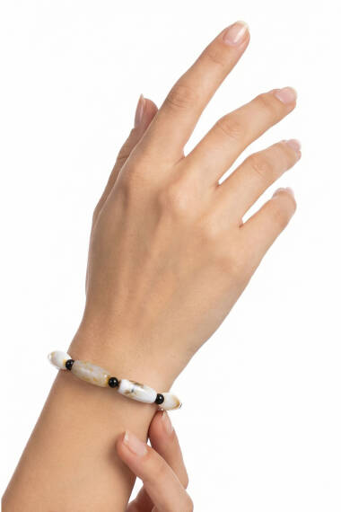 Langes Perlen Stab Achat Armband - 3