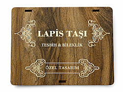 Lapis Doğal Taş Kutulu Tesbih ve Bileklik Seti - 2