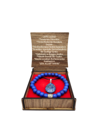 Lapis Lazuli Stein Halsketten- und Armbands-Set mit Box - 2