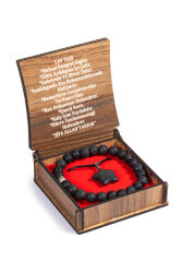 Lava-Stein Halskette und Armband Set mit Geschenkbox - 