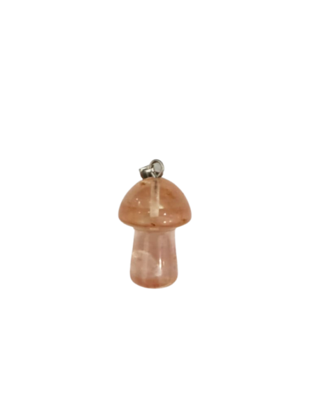 Mushroom-Shaped Strawberry Quartz Stone Pendant: - 1