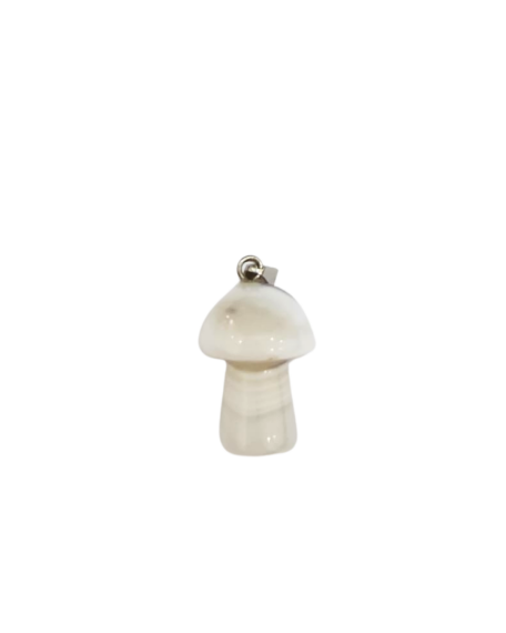 Mushroom-Shaped White Banded Agate Pendant: - 1