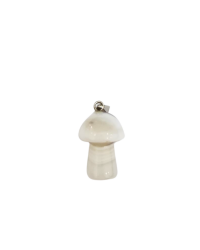 Mushroom-Shaped White Banded Agate Pendant: - 
