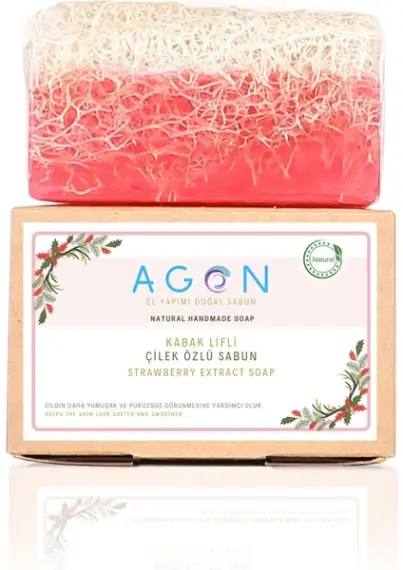 Natural Loofah Soap with Strawberry Extract | Handmade Exfoliating Natural Soap - 1