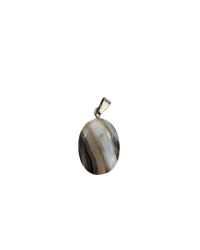 Oval-Shaped Banded Agate Pendant - 