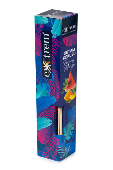 Parfum d'ambiance aux bâtonnets de bambou - Pastèque et mangue 50ml (bouteille carrée) - 2