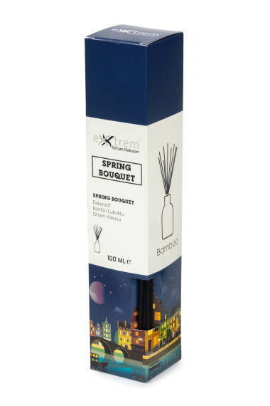 Parfum d'ambiance avec bâtonnets de bambou décoratifs - Bouquet de printemps 100ml (Rond) - 2