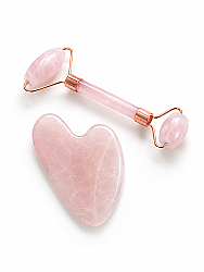 Pembe Kuvars Roller ve Gua Sha Masaj Seti - 