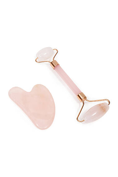 Pembe Kuvars Roller ve Gua Sha Masaj Seti - 1