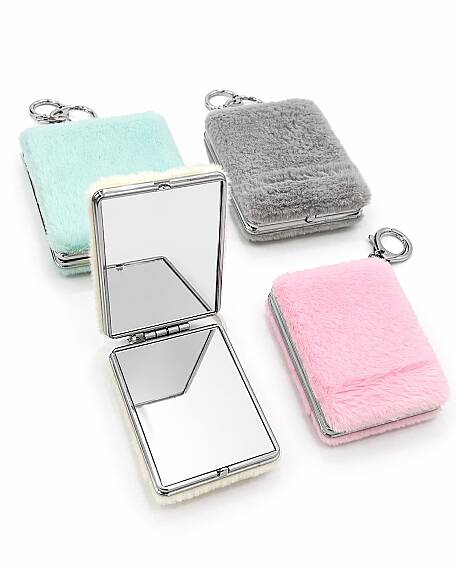 Porte-clés Miroir en Peluche – Miroir de Poche Portable, Surface Douce, Miroir de Maquillage Compact - 3