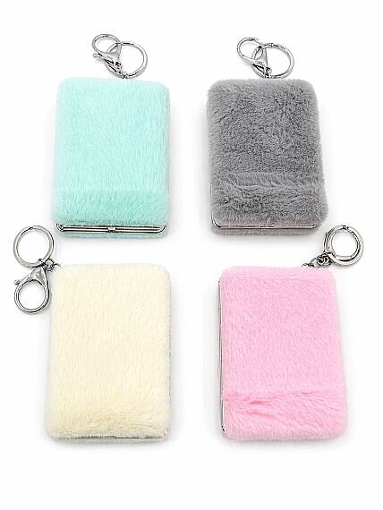 Porte-clés Miroir en Peluche – Miroir de Poche Portable, Surface Douce, Miroir de Maquillage Compact - 4