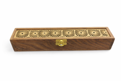 Räucherstäbchen Box aus Holz mit Sunburst Muster 25 cm - 1