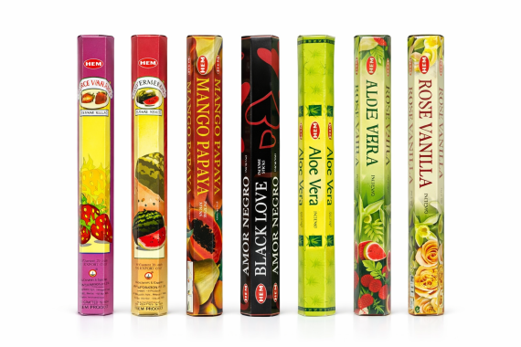 Räucherstäbchen Set (Rose Vanilla, Aloe Vera, Black Love, Mango, Wassermelone, Erdbeere) - 1
