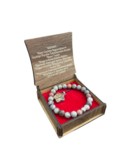 Rhodonite Stone Necklace and Bracelet Set with Gift Box – Natural Stone Women’s Jewelry Set - 1