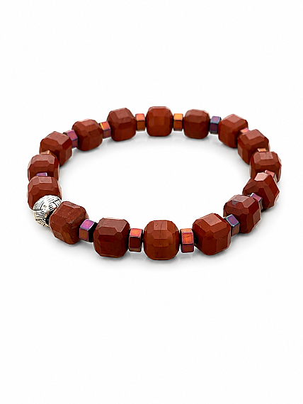 Rolex Armband aus Jaspis Naturstein mit Würfelschliff - 1