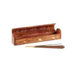 Räucherstäbchenhalter aus Holz mit Deckel und Aufbewahrungsbox (25 cm) - 1