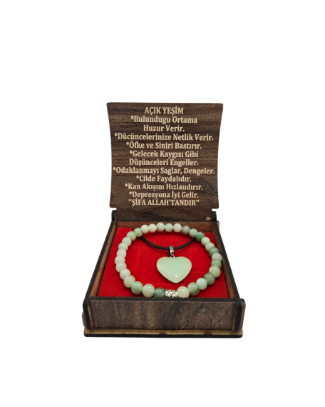 Schmuckset aus hellem Jade-Halskette und Armband mit Geschenkbox - 2