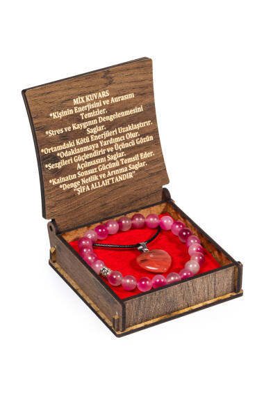 Schmuckset aus Mix-Quarzstein Halskette und Armband mit Geschenkbox - 1