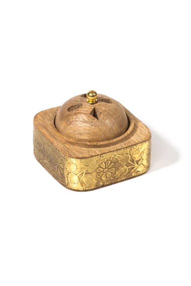 Small Covered Metal Incense Burner - 7