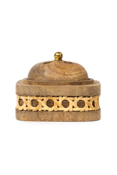 Small Lidded Woven Incense Burner - 1