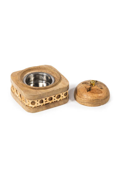 Small Lidded Woven Incense Burner - 2