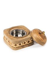 Small Lidded Woven Incense Burner - 6