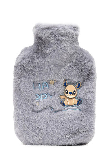 Stitch Figürlü Gri Peluş Sıcak Su Torbası(1 litre) - 1