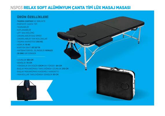 Table de massage de luxe en aluminium souple de type sac - Noir - 7