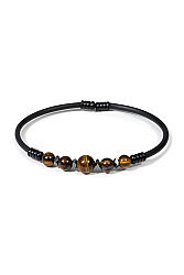 Tiger Eye Leather Bracelet - 