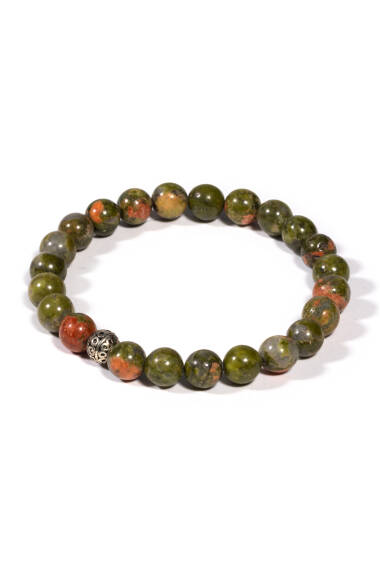 Unakite Natural Stone Bracelet: - 1