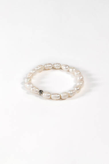 Weiße Perle Naturstein Armband - 1