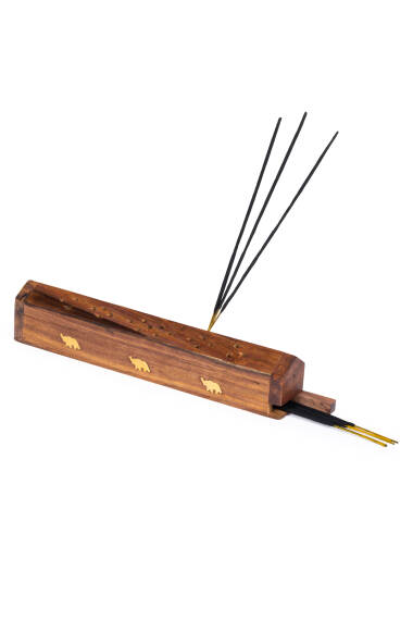 Wooden Lid Incense Holder with Small Compartment - 3